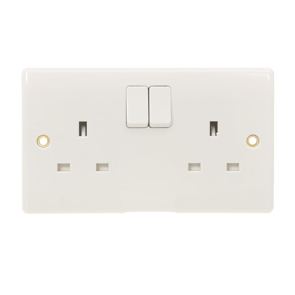 Nexus White 13A Double Switched Socket