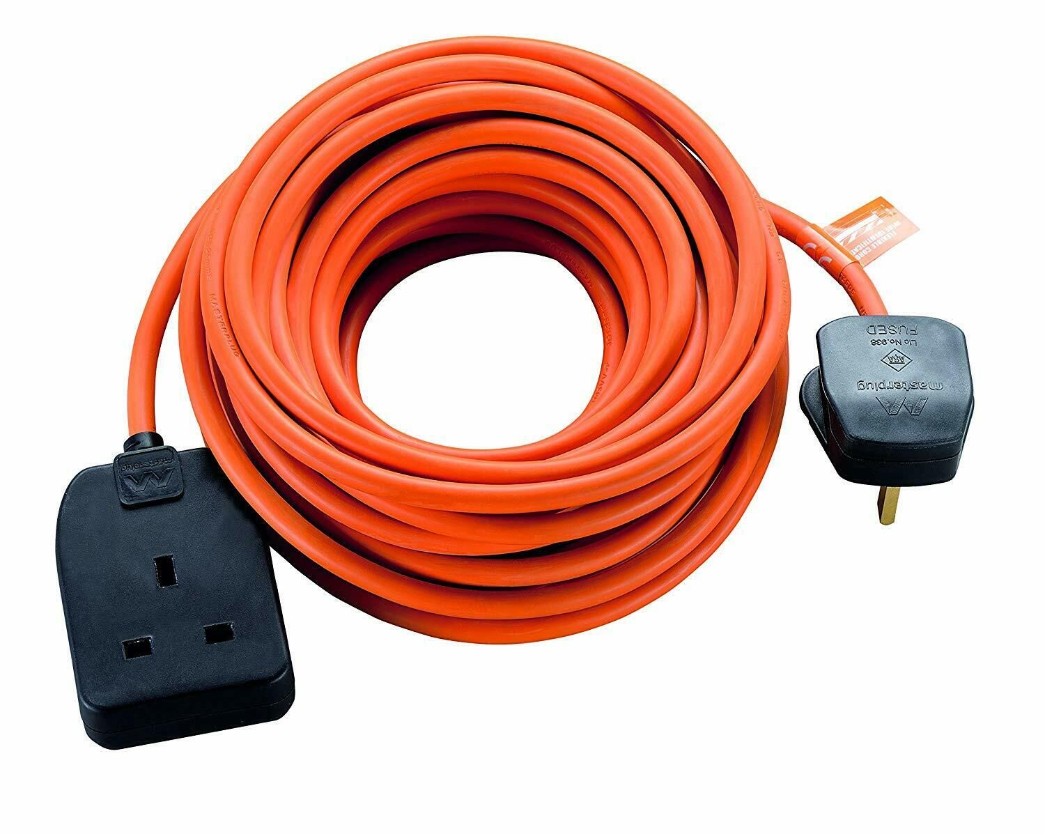 Masterplug 10A 10m 1 Gang Orange Outdoor Extension Lead