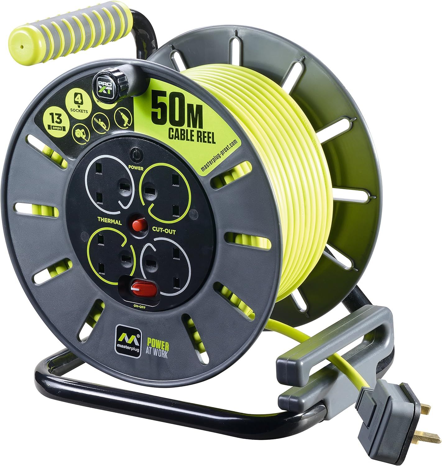 Masterplug 13A 50m 4 Gang Large Open Reel