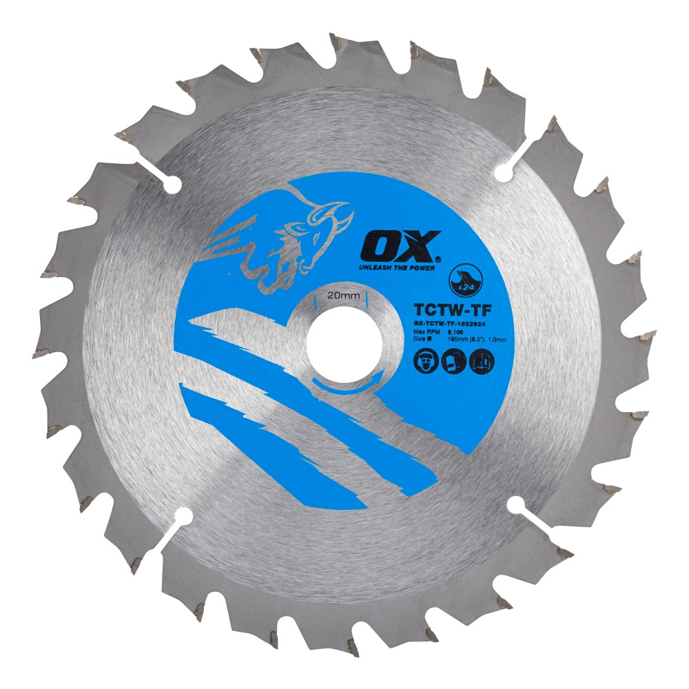 OX Wood Cutting Thin Circular Saw Blade 165/20mm 24 Teeth