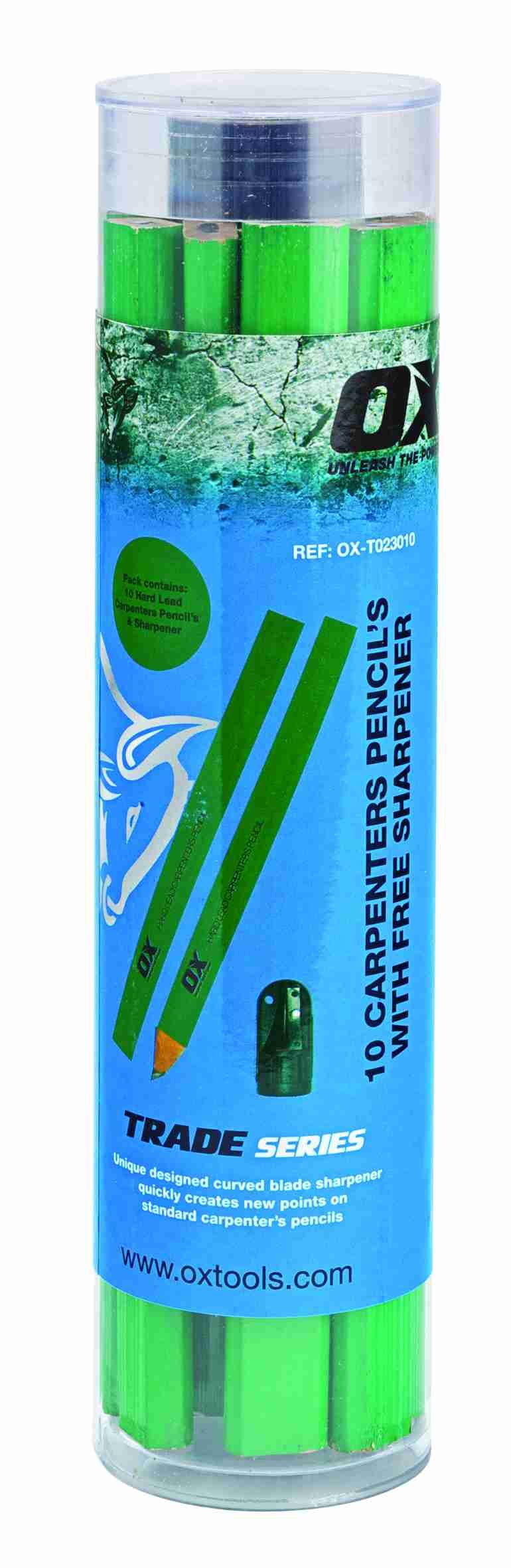 Ox Trade Hard Green Carpenters Pencils 10 Pk
